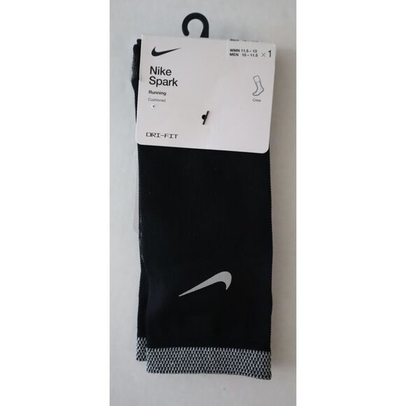3 PRS-Nike Spark CU7200 WMN 11.5-13 MEN 10-11.5 Black Cushion Crew Running Socks - Picture 3 of 7